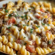 Loaded Cheeseburger Alfredo Pasta