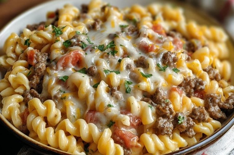 Loaded Cheeseburger Alfredo Pasta