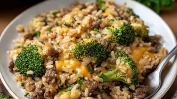 Cheesy Beef Broccoli and Rice