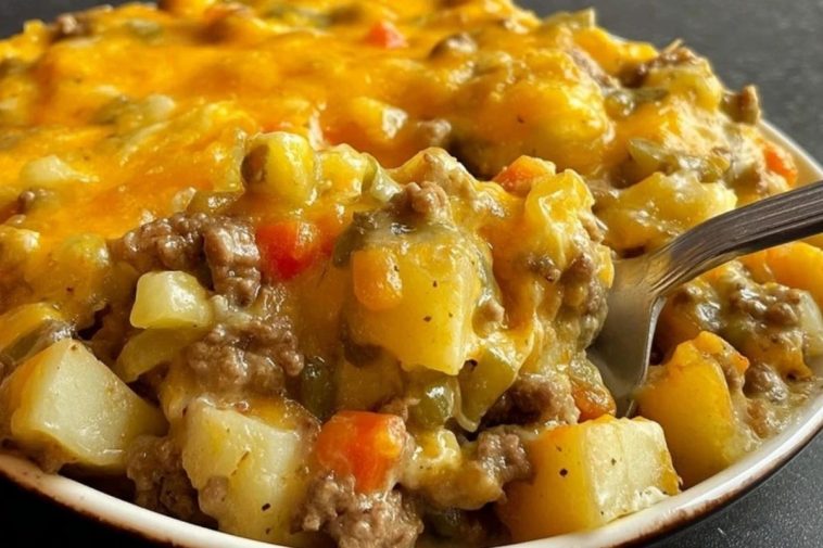Cheesy Ground Beef & Potato Dinner Casserole