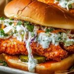 Crispy Buffalo Chicken Sandwich with Ranch Slaw