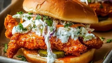 Crispy Buffalo Chicken Sandwich with Ranch Slaw
