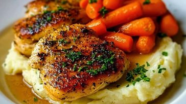 Garlic Herb Chicken with Mashed Potatoes and Glazed Carrots