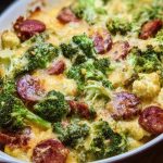 Keto Broccoli and Cauliflower Au Gratin with Sausage