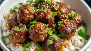Sweet and Savory Meatballs and Rice Bowl