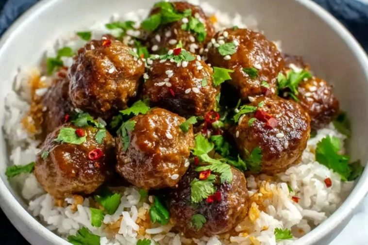 Sweet and Savory Meatballs and Rice Bowl