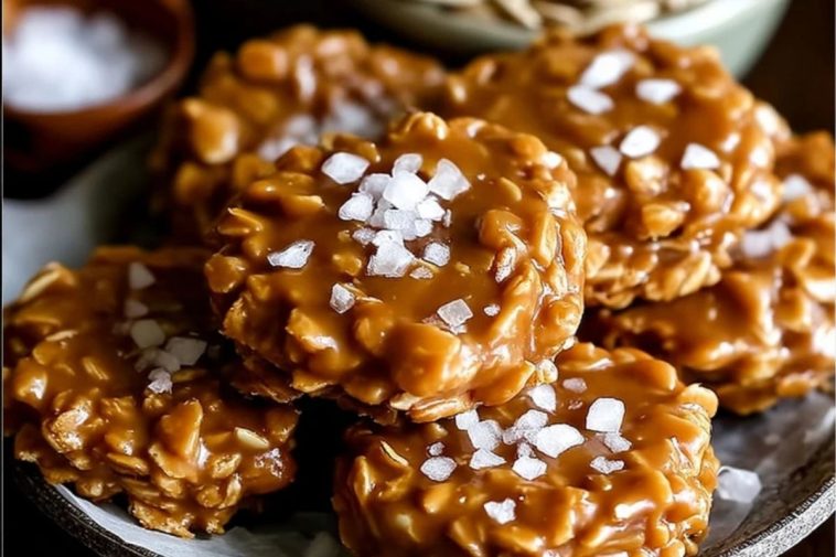 No Bake Salted Caramel Cookies