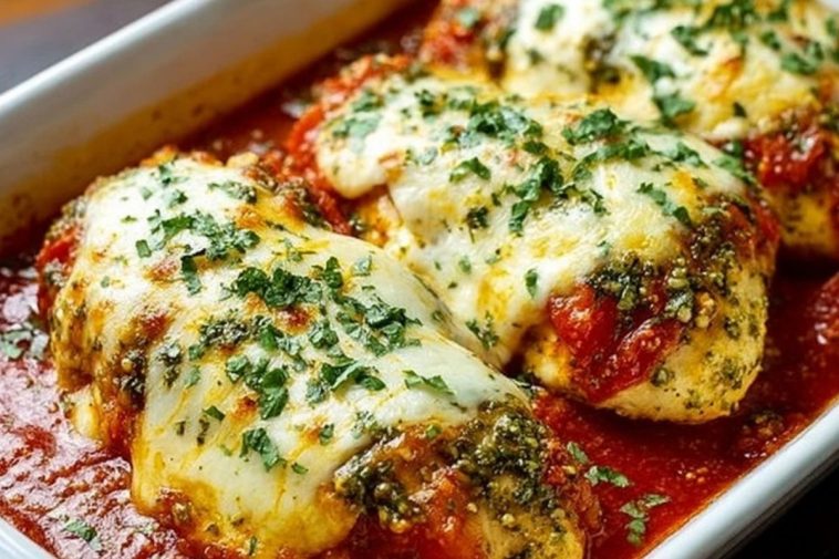 Baked Pesto Mozzarella Chicken