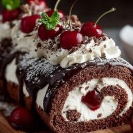 Elegant Black Forest Cake Roll