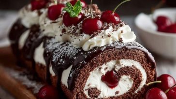 Elegant Black Forest Cake Roll
