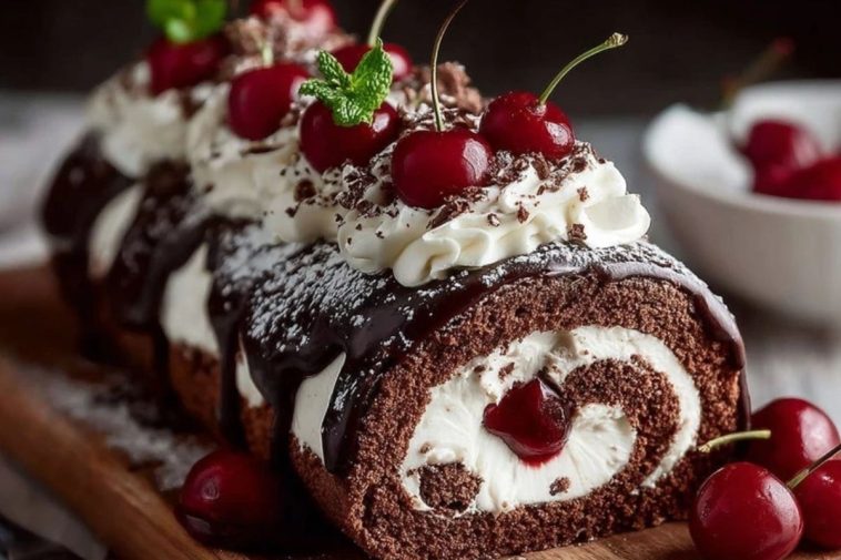 Elegant Black Forest Cake Roll