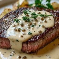 Juicy Steak with Creamy Garlic Sauce