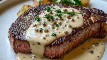 Juicy Steak with Creamy Garlic Sauce