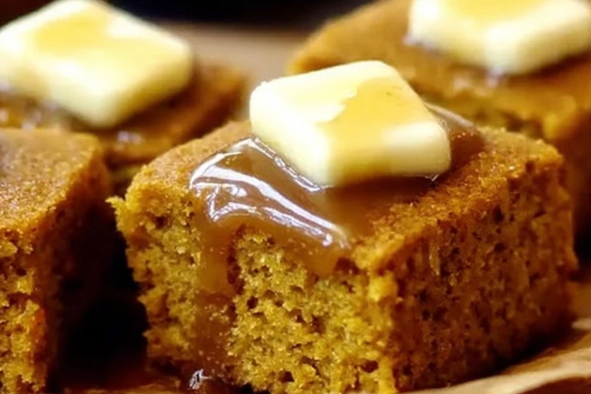 Pumpkin Cornbread with Cinnamon Honey Butter