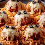 Spooky Spaghetti & Cheesy Monster Meatballs