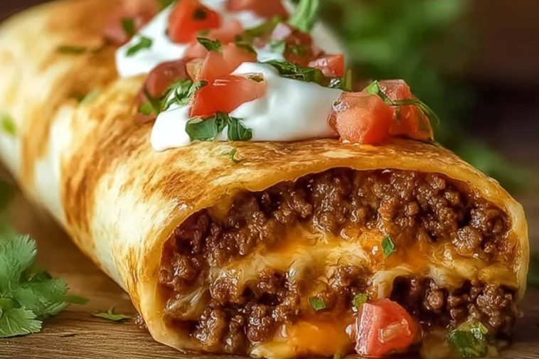 Crispy Cheesy Beef Chimichangas