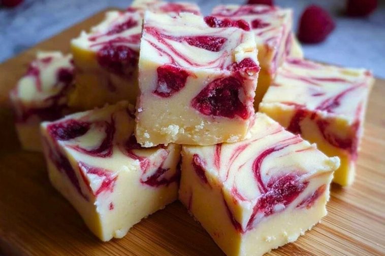 Delightful White Chocolate Raspberry Christmas Fudge