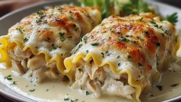 Easy Chicken Alfredo Lasagna Rolls