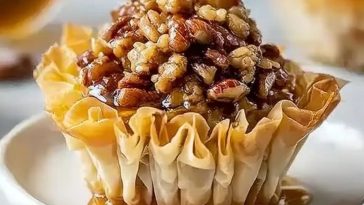 Sweet & Crunchy Pecan Caramel Baklava Cups