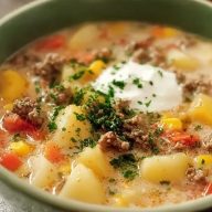 Chunky Ground Beef and Potato Soup