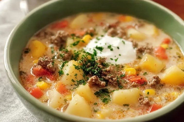 Chunky Ground Beef and Potato Soup