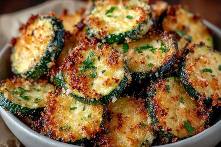 Crispy Garlic Parmesan Zucchini Chips