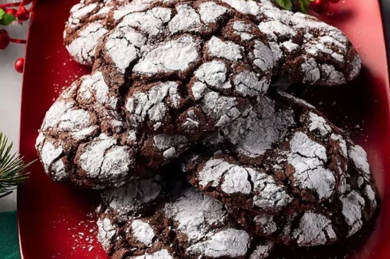 Holiday Chocolate Peppermint Crinkle Cookies