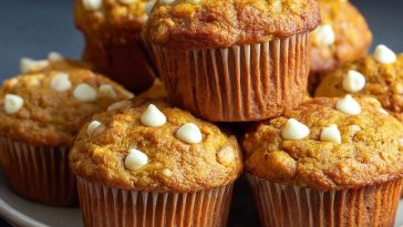 Moist Pumpkin White Chocolate Chip Muffins