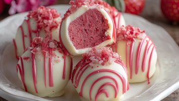 Strawberry Velvet Cheesecake Truffle Bites