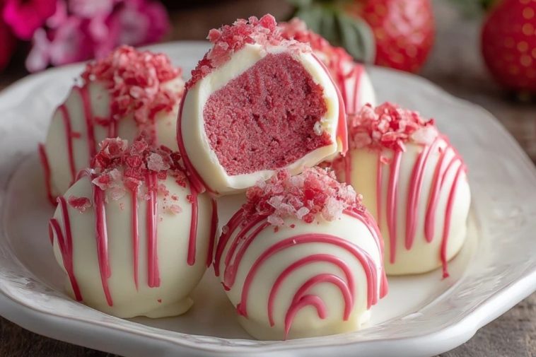 Strawberry Velvet Cheesecake Truffle Bites