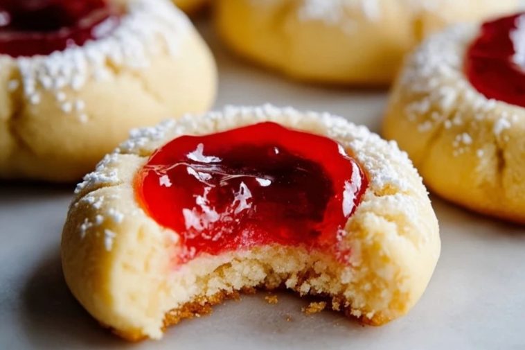 Christmas Thumbprint Cookies with Raspberry Jam
