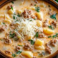 Creamy Parmesan Italian Sausage Ditalini Soup