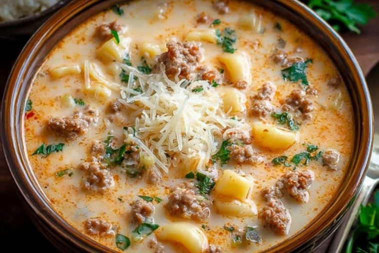 Creamy Parmesan Italian Sausage Ditalini Soup
