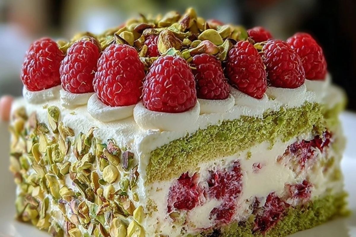 Heavenly Pistachio Raspberry Dream Cake