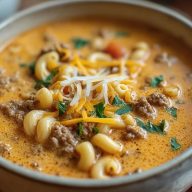 One-Pot Macaroni Cheeseburger Soup