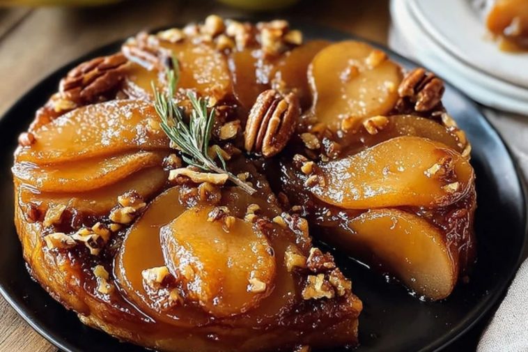 Pear Maple and Pecan Tarte Tatin