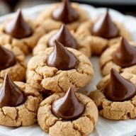 Soft Peanut Butter Cookies With Chocolate Kisses