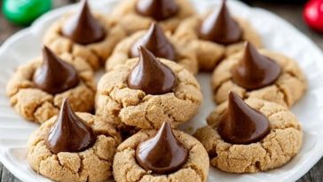 Soft Peanut Butter Cookies With Chocolate Kisses