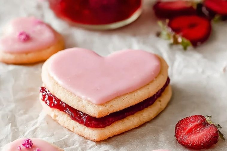 Best Heart-Shaped Strawberry Shortbread Cookies