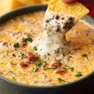 Melty Rotel Dip With Ground Beef And Sour Cream