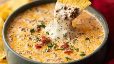 Melty Rotel Dip With Ground Beef And Sour Cream