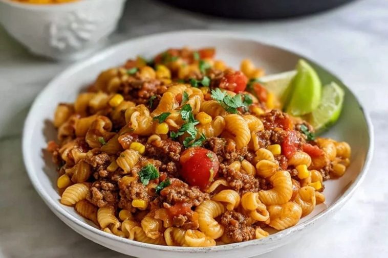 Quick Crockpot Taco Pasta