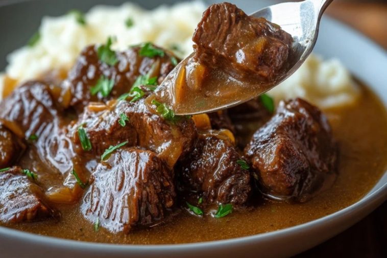 Slow Cooker Beef Tips and Gravy