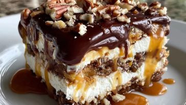 Decadent No-Bake Turtle Lasagna