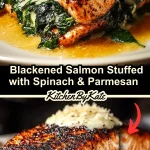 Blackened Salmon Stuffed with Spinach & Parmesan