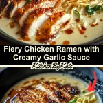 Fiery Chicken Ramen with Creamy Garlic Sauce Recipe