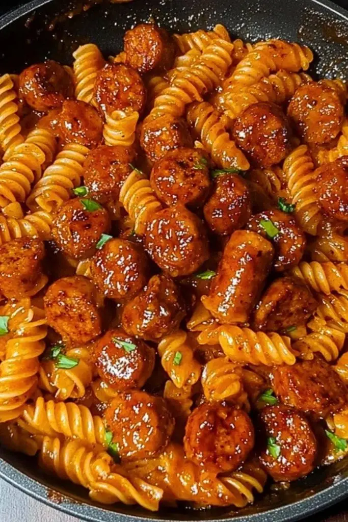 One-Skillet Spicy Honey BBQ Sausage & Pasta One-Skillet Spicy Honey BBQ Sausage & Pasta