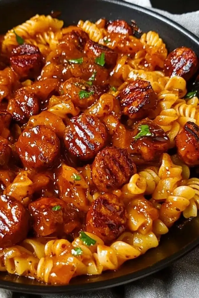 One-Skillet Spicy Honey BBQ Sausage & Pasta One-Skillet Spicy Honey BBQ Sausage & Pasta