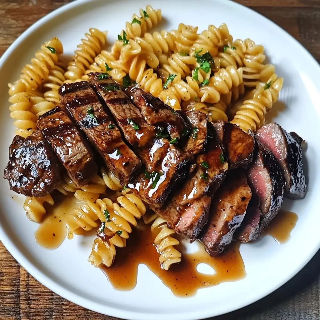 Sticky Honey Garlic Steak & Rotini Recipe